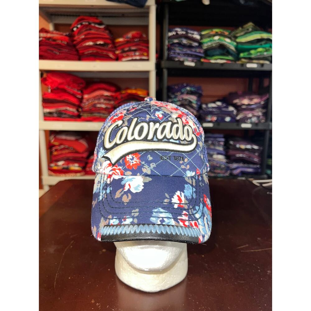 Robin Ruth Colorado Hat Floral Flower Blue Black Snapback Cap Headwear